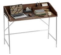 HOMCOM Bureau, Bureau d'Ordinateur 109 cm avec Rebord de Sécurité, Noyer | Structure en Métal, Facile à Monter, Table d'Ordinateur Moderne, pour Petit Espace, Travail à Domicile ou Étude