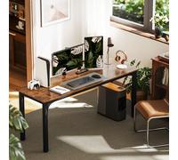 HOMCOM Bureau, Bureau d'ordinateur, design rustique, spacieux, panneau de particules, Marron