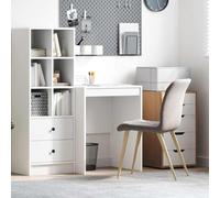 HOMCOM Bureau compact en bois avec compartiment de rangement, pour la maison, le bureau, la chambre d'enfant, configuration de jeu, blanc 60 x 50 x 76 cm