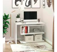 HOMCOM Bureau d’Ordinateur Table d’Ordinateur 2 Positions avec Etagère Blanc aosom france