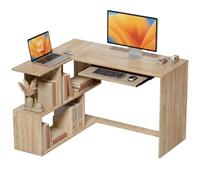 HOMCOM Bureau d'angle avec Plateau pour Clavier en L 120 x 100 cm Naturel