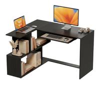 HOMCOM Bureau d'angle avec Plateau pour Clavier en L 120 x 100 cm Noir