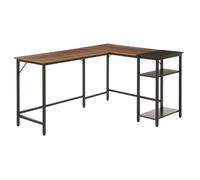 HOMCOM Bureau Informatique Design Industriel Bureau d'angle 2 tablettes Support CPU imprimante Aspect Vieux Bois métal Noir