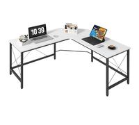 HOMCOM Bureau d'angle moderne en forme de L avec cadre en acier, charge 70 kg, pour bureau, maison, studio, 150 x 150 x 76 cm, blanc