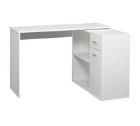 HOMCOM Bureau d'angle Rotatif 180° avec bibliothèque, Bureau d'ordinateur, tiroir, Placard à Porte, Poste de Travail pour Maison, Chambre, 117 x 82 x 74 cm, Blanc