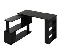HOMCOM Bureau d'angle table de salle à manger avec rangement bureau informatique modulable bibliothèque intégrée étagère 3 niveaux