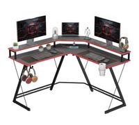 HOMCOM Bureau de Gaming en L avec Prises 128x128cm Noir