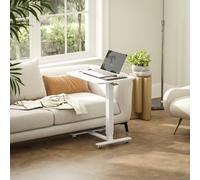 HOMCOM Bureau Debout Ajustable en Hauteur avec 4 Roulettes en Forme de C 65 cm x 48 cm x 70-110 cm Blanc