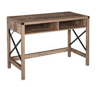 HOMCOM - Bureau design industriel - Grand plateau 110x48x76 cm - Bois marron & métal noir
