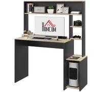 HOMCOM Bureau multi-rangements avec étagères, support pour unité centrale, grand bureau, 114L x 45l x 138H cm