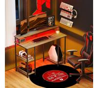 HOMCOM Bureau d'ordinateur 120 cm bureau avec rangement avec lumières LED, étagères de rangement, support d'écran, naturel