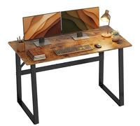 HOMCOM Bureau d'ordinateur, 120x60x76 cm Bureau Long avec Coins arrondis et Pieds réglables, Table PC Industrielle, pour la Maison, l'étude, la Chambre à Coucher, Le Bureau, Brun Rustique