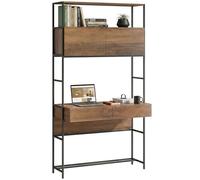 HOMCOM Bureau d'Ordinateur 2 Tiroirs 2 Portes 100 x 45 x 185 cm Marron