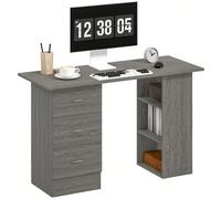 HOMCOM Bureau d'ordinateur avec 3 tables et 3 étagères ouvertes, 120x49x72cm, bureau avec rangement réversible, style moderne, table ordinateur pour chambre, petit espace, télétravail, gris Descriptio