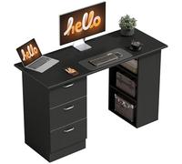 HOMCOM Bureau d'ordinateur avec 3 tiroirs et 3 étagères Ouvertes, 120x49x72cm, Bureau avec Rangement réversible, Style Moderne, Table Informatique pour Chambre, Petit Espace, télétravail, Noir