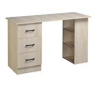 HOMCOM Bureau d'ordinateur avec 3 tiroirs et 3 étagères ouvertes, 120x49x72cm, bureau avec rangement réversible, style moderne, table informatique pour chambre, petit espace, télétravail, bois naturel