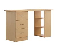 HOMCOM Bureau d'ordinateur avec 3 tiroirs et 3 étagères Ouvertes, 120x49x72cm, Bureau avec Rangement réversible, Style Moderne, Table Informatique pour Chambre, Petit Espace, télétravail, Bois Clair