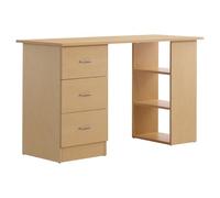 HomCom Bureau d'ordinateur - 3 tiroirs, 3 étagères, 120×49×72 cm, rangement réversible, bois clair