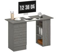 HOMCOM Bureau d'ordinateur avec 3 tiroirs et 3 étagères Ouvertes, 120x49x72cm, Bureau avec Rangement réversible, Style Moderne, Table Informatique pour Chambre, Petit Espace, télétravail, Gris