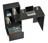 HOMCOM Bureau d'Ordinateur avec Bibliothèque 126x50x109cm Noir