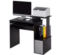HOMCOM Bureau d'ordinateur avec plateau coulissant pour clavier, tiroir de rangement, étagère de rangement pour la maison, le bureau, station de travail, noir, 100 x 40 cm