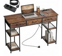 HOMCOM Bureau d'Ordinateur avec Rangement, 3 Tiroirs, 120 x 40 cm, Marron