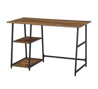 Bureau informatique industriel 2 étagères aspect vieux bois acier noir