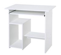 HOMCOM Bureau d'ordinateur, bureau avec rangement, plateau pour clavier et support de moniteur, 80 x 45 x 75 cm, blanc