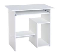 HOMCOM Bureau d'ordinateur, Bureau avec Rangement, Plateau pour Clavier, étagères de Rangement et Support CPU, 80 x 45 x 75 cm, pour télétravail, Chambre, Studio, Salle d'étude, Style Moderne, Blanc