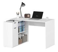 HOMCOM Bureau d'ordinateur d'angle avec tiroir, 120x96x75cm Blanc