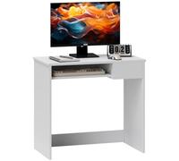 HOMCOM Bureau d'Ordinateur Plateau pour Clavier Tiroir 80x45x75cm Blanc | Bureau avec Rangement, Table d'Ordinateur Moderne pour Chambre, Domicile, Petit Espace