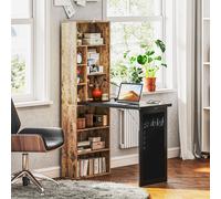 HOMCOM Bureau d'ordinateur pliable avec bibliothèque, poste de travail, tableau noir et étagère réglable, 98x51x153cm, marron