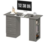 HOMCOM Bureau d'ordinateur réversible, table informatique avec 3 tiroirs et 3 étagères ouvertes, 120 x 49 x 72 cm, gris