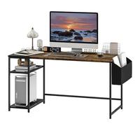 HOMCOM Bureau d'ordinateur, Table Informatique 150 x 60 cm, Bureau avec Rangement, étagères de Rangement réversibles et Sac en Tissu, pour Petits espaces, Chambre à Coucher, Marron