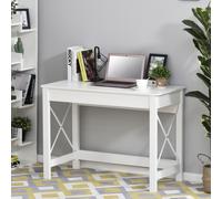 HOMCOM Bureau d'ordinateur, table informatique, style moderne, cadre renforcé en forme X, 105 x 50 x 76 cm, blanc
