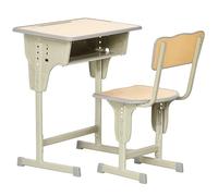 HomCom Bureau enfant Vintage pupitre – Ensemble bureau et chaise réglable, acier kaki MDF bois clair