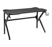 HOMCOM Bureau Gaming Noir Ergonomique avec Porte-Gobelet pour Gamer 120x66x75cm | Aosom France