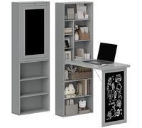 HOMCOM Bureau Informatique avec Bibliothèque, 98x51x153cm, Gris Foncé