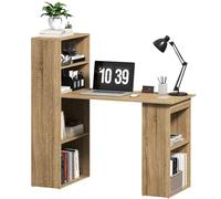 HOMCOM Bureau Informatique, Bureau avec Rangement, 6 Compartiments Ouverts, Table d'ordinateur pour Chambre, Studio, 120 x 55 x 120 cm, chêne