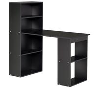 HOMCOM Bureau informatique + bibliothèque 120x55x120 cm Bois Noir 6 compartiments ouverts