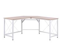 Homcom Bureau Informatique Bureau d’Angle Ordinateur Table d’Angle Poste de Travail MDF 150 x 150 x 76 cm Chêne et Blanc