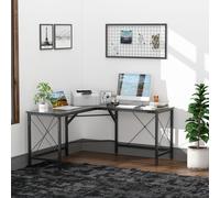 Homcom Bureau Informatique Bureau d’Angle Ordinateur Table d’Angle Poste de Travail MDF 150 x 150 x 76 cm Noir aosom france