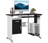HOMCOM Bureau informatique design MDF 100x52x75 cm tablette coulissante multi-rangements noir/blanc
