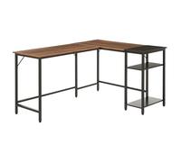 HOMCOM Bureau Informatique Design Industriel Bureau d'angle 2 tablettes Support CPU imprimante Aspect Vieux Bois métal Noir
