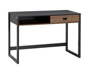 HOMCOM Bureau informatique design industriel grand plateau avec tiroir étagère en bois 110 x 50 x 76 cm noyer et noir Aosom France