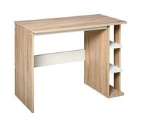 HOMCOM Bureau Informatique en Bois 100L x 44l x 74H cm Chêne Clair Blanc