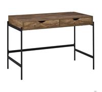 Bureau style industriel 2 tiroirs tiroir métal noir plateau MDF aspect bois