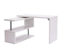 Bureau informatique modulable avec bibliothèque design métal chromé blanc - HOMCOM