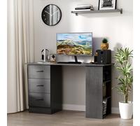 HOMCOM Bureau Informatique Meuble de Bureau 3 tiroirs coulissants + 3 étagères Grand Plateau 120L x 49l x 72H cm MDF Noir