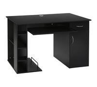 HOMCOM Bureau Informatique Multi-Rangements 120 x 60 x 74 cm Noir